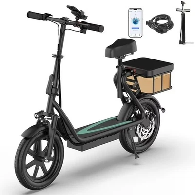 AOVOPRO Electric Scooter with Seat ESBSPRO, Commuter Foldable, 500W 22.5Ah 22mph