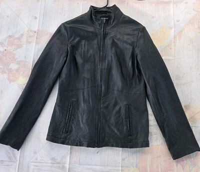 Винтажная женская кожаная мотоциклетная куртка GEORGE размер средний 8-10  - Изображение 1 из 4