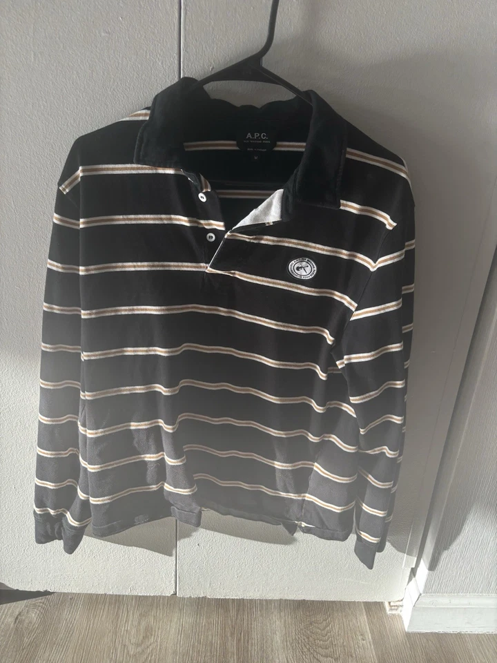 Camisa listrada masculina manga longa com colarinho 2022 APC - Imagem 1 de 4