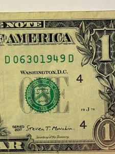Birthday Note June 30 1949 Fancy Serial Number One Dollar Bill 06/30/1949 $1 - Picture 1 of 10