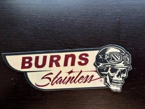 BURNS STAINLESS Original MOTORCYCLE SKULL Sticker Decal - Picture 1 of 1