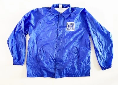 'Built Ford Tough' logo Windbreaker Snap Button Bomber Jacket Coat Lined Blue XL - Image 1 of 4