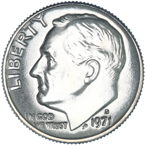 1971 D Roosevelt Dime Gem BU US Coin Cover
