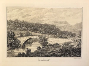 Wales Montgomeryshire Pontnewydd Cwmbran original etched print 1812 - Imagen 1 de 3