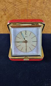 Vintage Schatz Travel Alarm Clock •Folding Case •7 Jewels •Germany •Very Nice