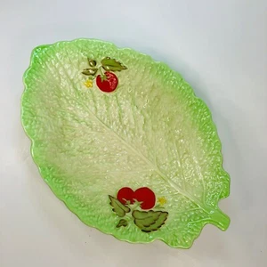 Vtg Lettuce Shaped Salad Bowl Majolica by Crown Devon England - Picture 1 of 6