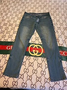 Desert Dunes Mens Jeans 32x32 Comfort Stretch Soft Denim Blue Wash - Picture 1 of 9