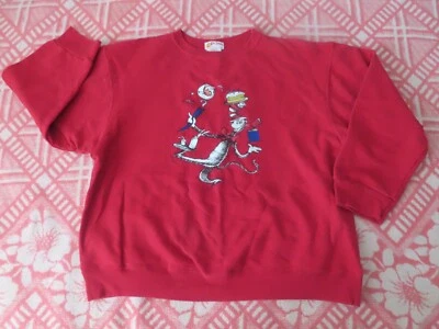 Sudadera De Colección Años 90 Dr Seuss Gato En El Sombrero Logo Grande Cuello Redondo Talla L Foto 1 de 4