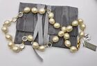 GIVENCHY Bezel Crystals And Faux Baroque Pearls Necklace W/Pouch, 24” L, New!