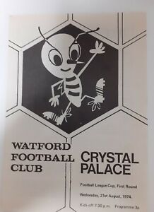 Watford v Crystal Palace League Cup 1st Rd Football Programme 21st Aug 1974