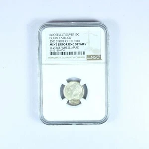 Roosevelt .999 Silver 10c Error Double Struck NGC Certified UNC Details - Picture 1 of 2