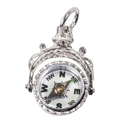 STERLING SILVER SWIVEL FOB COMPASS CHARM  - Image 1 of 4