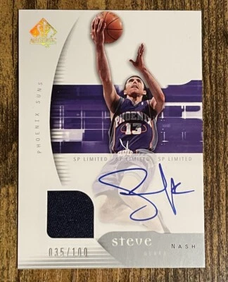 2005-06 SP AUTHENTIC STEVE NASH GAME-USED WARM UP RELIC/AUTO #D /100 - Image 1 of 2