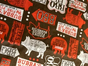 2 Yards BBQ Signs Print Fabric featuring Texas Roadhouse, Bubba's and more - Picture 1 of 1