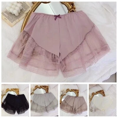 Lace Mesh Women Underwear Culotte Shorts Petticoat Underpants Splice Lolita - Image 1 of 4