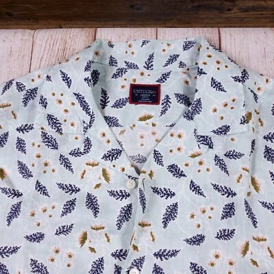 NWOT UNTUCKit Size M 100% Linen Short Sleeve Slim Fit Floral - Image 1 of 4