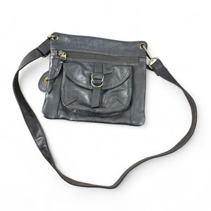 Fossil Ladies Metallic Gray Crossbody Satchel Purse Shimmery - Picture 1 of 8