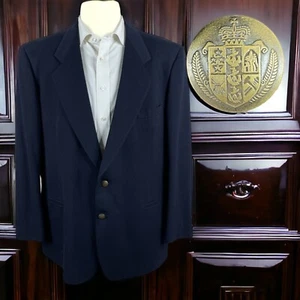 Vintage Pierre Cardin Blazer Mens 46R Navy Bronze Gold Buttons Flannel - Picture 1 of 11