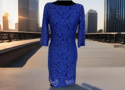 Ivanka Trump мисс размер 2 платье синий фиолетовый оттенок цветочный кружева с подкладкой платье женское - Изображение 1 из 4