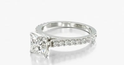 White Gold .81 Carat Square Modified Brilliant Diamond Ring Size 5 GIA Natural - Image 1 of 4