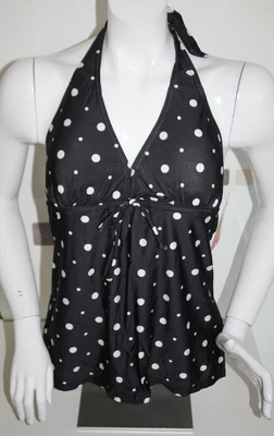 Tankini Oberteil schwarz weiß Punkte Gr 42 Neu "Octopus" Neckholder Polster - Bild 1 von 2