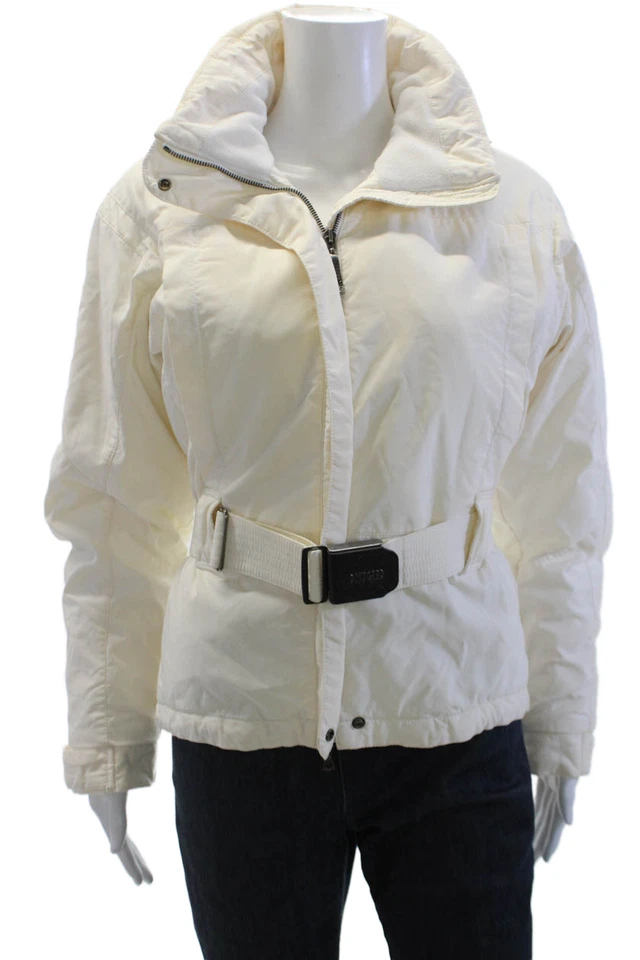 Abrigo acolchado con cremallera y cuello largo de manga larga blanco talla 2 postal para mujer Foto 1 de 4