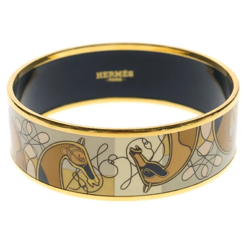 HERMÈS HERMES Smalto GM Motivo Cavallo Beige x Oro Bracciale Accessorio Tondo Francia