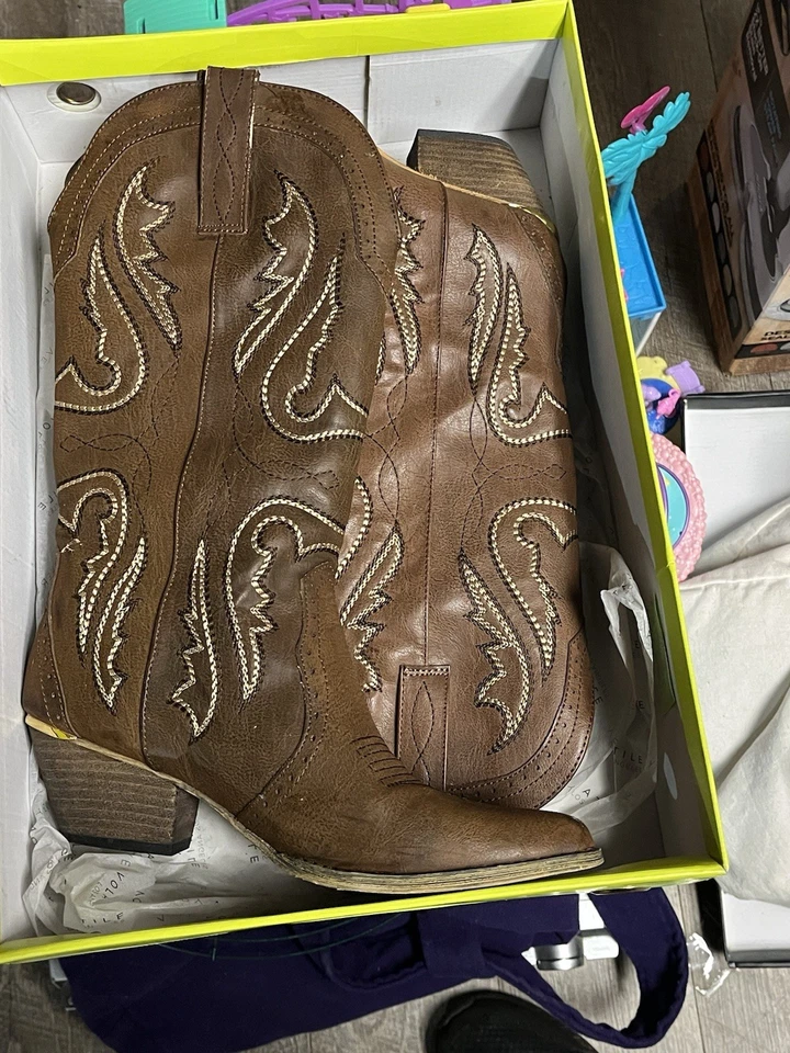 牛仔靴 Very Volatile 棕色皮革女式 9 码 — 第 1/2 张图片