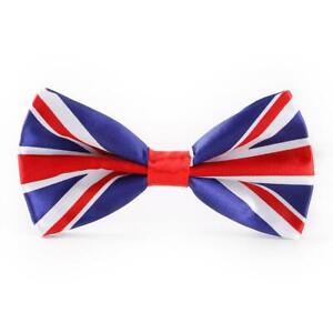 Union Jack Bow Tie Adjustable Neck British Flag Bowtie Queen Elizabeth AGS