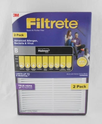 3M Filtrete B Advanced Allergen Air Purifier Filter 2 Pack HEPA Holmes HAP8650 B - Image 1 of 4