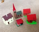 5 Vintage Model Buildings HO / TT Scale? Church Watermill Houses x 3
