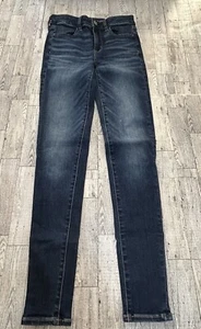 American Eagle Jegging Women Size 2 Long Dark Blue High Rise Stretch Denim - Picture 1 of 6