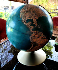 Vintage Rand McNally Political World Globe 12" w/ Relief, Metal Stand
