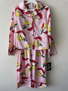Pink Smiley Face Long Sleeve Pajamas Size Small s 6/7 Art Class Target - Picture 1 of 8