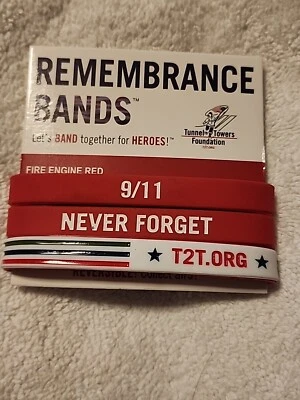 Pulsera 2 Never Forget 911 bandera americana línea delgada 3 pulsera de silicona roja  Foto 1 de 4