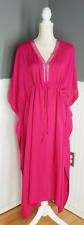 NWT CHLOE & LOLA Swim Kimono Cover Long Tunic Kaftan Dress Pink O/S 100% Viscose