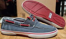Sperry Top Sider Halyard Boat Shoes Gray Canvas Lace Up Rubber Sole Mens Size 13