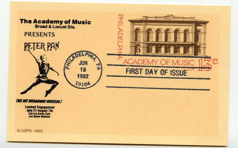 UX96 Philadelphia Academy of Music, Peter Pan, FDC - Image 1 of 1