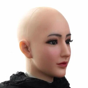 Maschera testa donna silicone realistico travestito maschera viso donna per cosplay - Foto 1 di 12