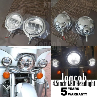 2PCS 4.5'' LED Fog Lights + Housing Bracket for Yamaha Roadstar Silverado XV1600 - Image 1 of 4