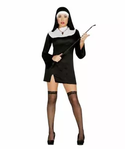 Womens Naughty Nun Sexy Costume Hen Halloween Adult Ladies Fancy Dress Outfit - Picture 1 of 2
