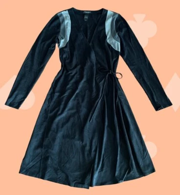 Kenneth Cole Black Faux Suede Wrap Dress, Size M/Medium - Image 1 of 4