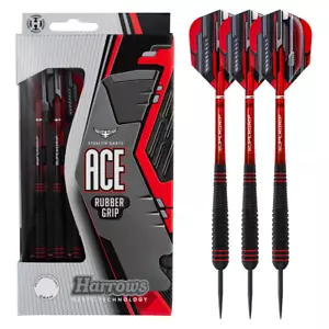 Harrows Ace Steel Tip Darts - Unique Non Slip Rubber - 20g 22g 24g or 26g - Picture 1 of 5