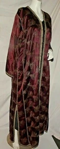 Antique Moroccan Silk Brocade Kaftan Caftan with Gold Metallic Embroidery-Unisex - Picture 1 of 10
