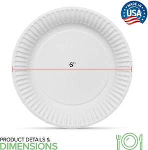 6-Inch Paper Plates Uncoated, Everyday Disposable Dessert Plates 6" Paper Pla... - Picture 1 of 1