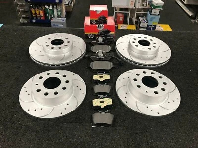 For Mini Cooper S R53 Front Rear Drilled Grooved Brake Discs & Mintex Brake Pads - Image 1 of 3