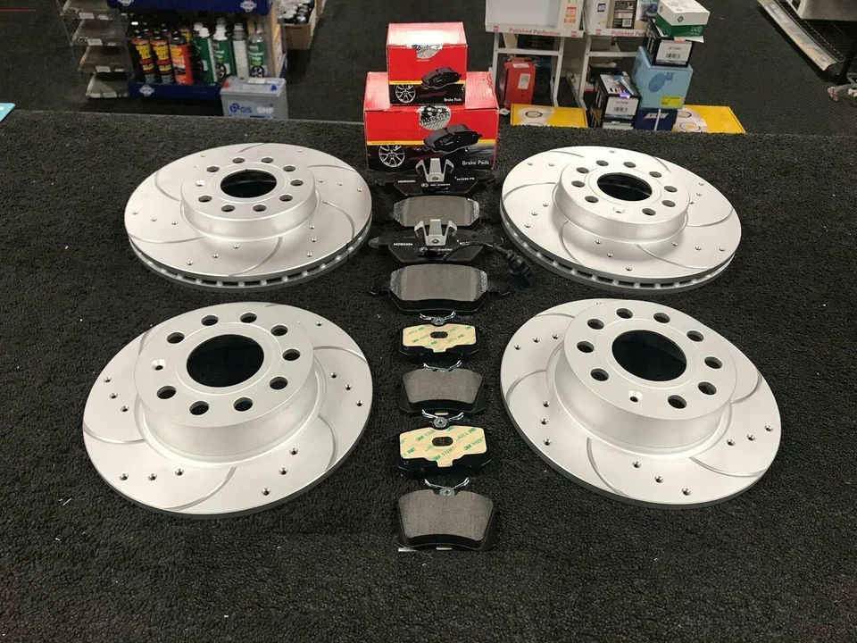 FOR PEUGEOT 308 GTI HDI T9 FRONT REAR DRILLED GROOVED BRAKE DISCS AND BRAKE PADS - Image 1 of 1
