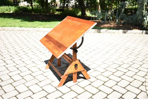 Antique ANCO Adjustable Drafting Table - Oak and Cast Iron -Mission / Industrial Cover