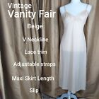 Vintage Vanity Fair Beige Lace Trim Slip Size 34 Ss