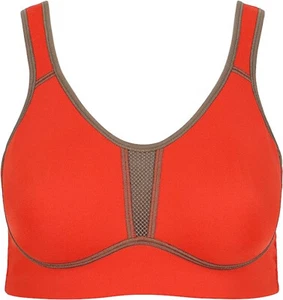 Sujetador deportivo de alto impacto rojo coral UK 44E sin cables sin relleno mantente fresco - Imagen 1 de 2